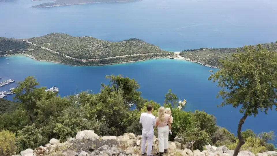 Travelers at a Mediterranean overlook