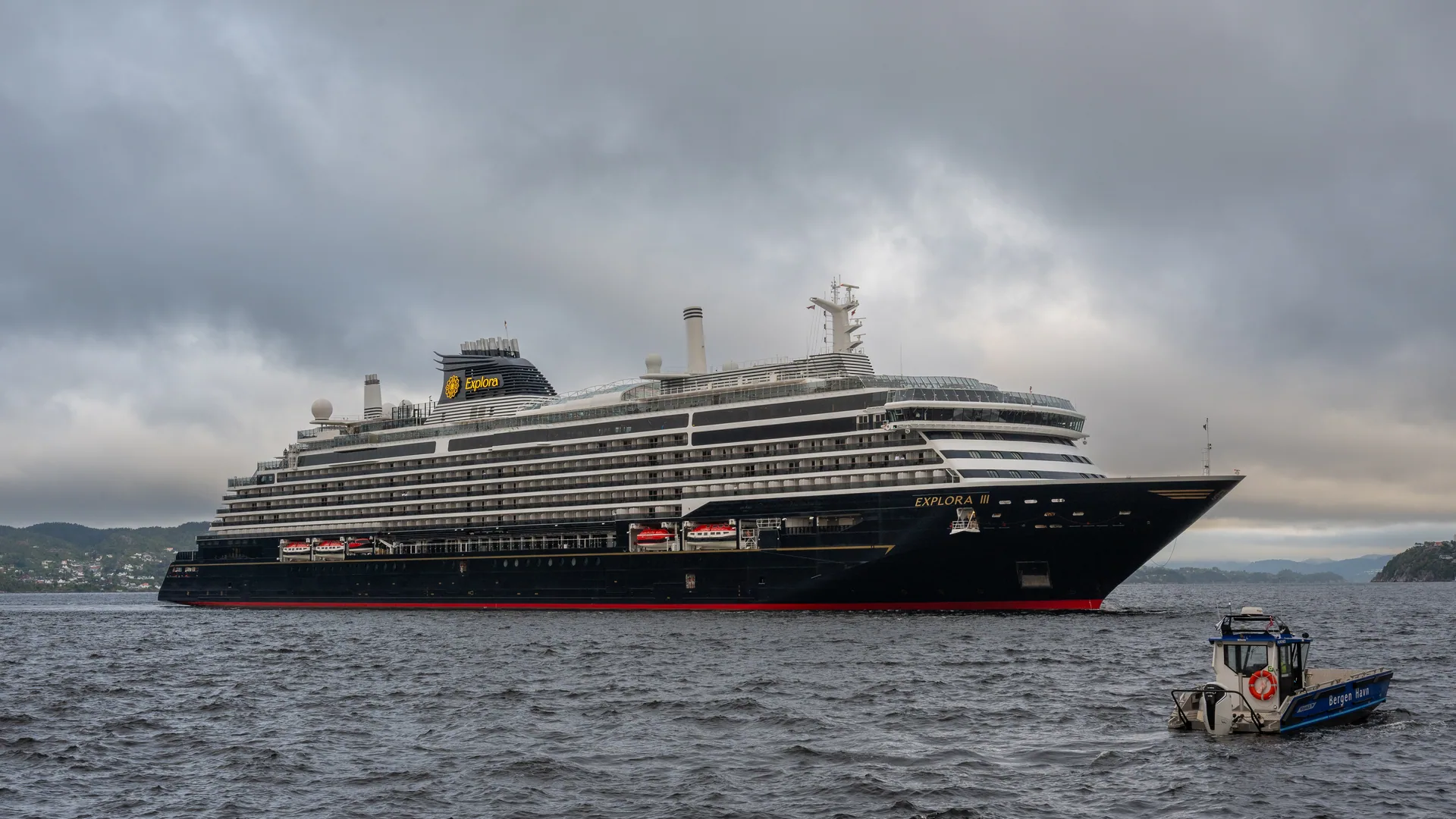 EXPLORA III alongside at Bergen — the ship operating Explora Journeys' first Asia season
